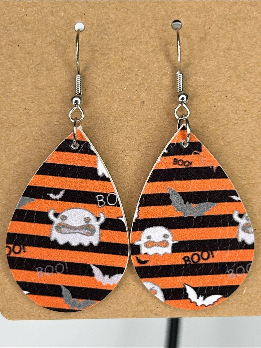 Mini Faux Teardrop Earrings Halloween Bats Ghost Boo